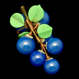 Concord Grapes Pin Vintage Glass Figural Hand-Crafted Brooch