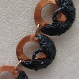 Black Glass & Copper Necklace Vintage 1950s