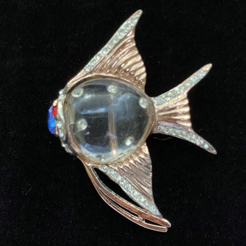 Coro Jelly Belly Fish Fur Clip Sterling Silver Vintage