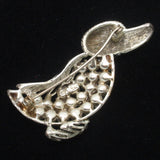 Coro Duck Pin AB Aurora Borealis Rhinestones Bird Brooch Vintage