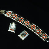 Coro Thermoset Set Bracelet Earrings Vintage Orange