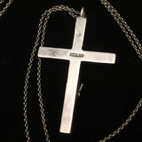 Crucifix Cross Pendant Necklace Modernist Sterling Silver Vintage