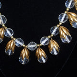 Crystal Bead Fringe Necklace Vintage Faceted Teardrops