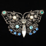 Butterfly Brooch Pin Vintage Rhinestones Czechoslovakia