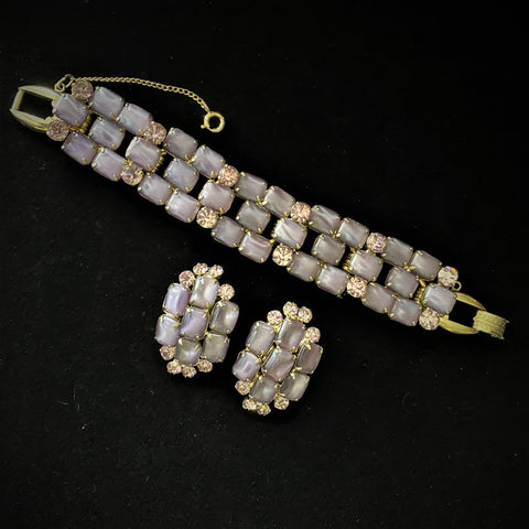 Juliana Bracelet and Earrings Set Vintage Light Purple D&E