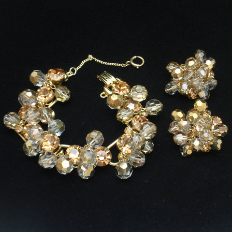 D&E Juliana Set Vintage Rhinestone Crystal Bracelet Earrings Sparkly ...