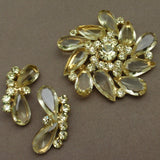 Juliana Set Vintage Pin & Earrings Lemon Yellow Stones D&E