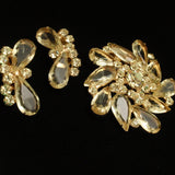 Juliana Set Vintage Pin & Earrings Lemon Yellow Stones D&E