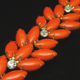 Juliana Bracelet Vintage Orange Glass & Rhinestones D&E