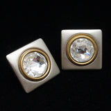 Square Earrings with Large Rhinestone Posts Pierced Ears Dannah