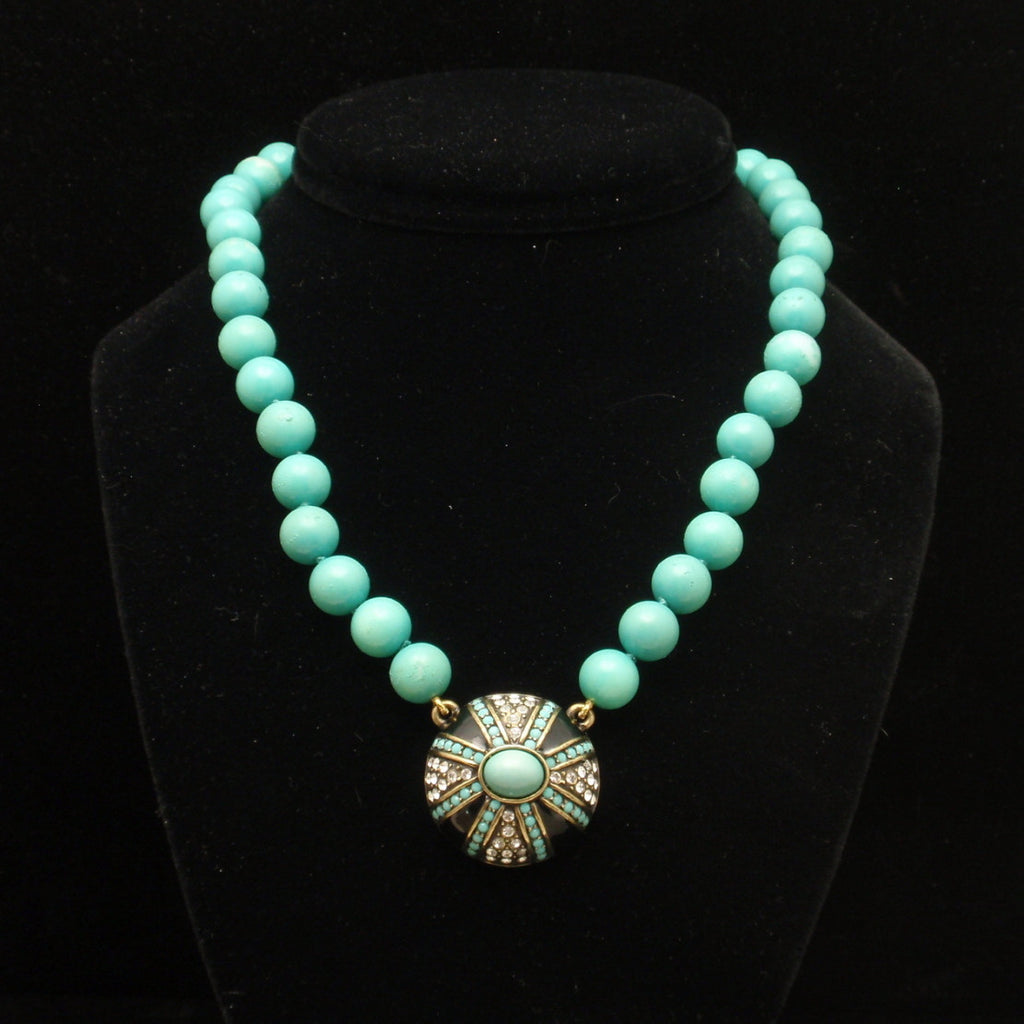 Heidi Daus Pendant Necklace with Large Aqua Beads – World of ...