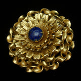 Tiered Flower Pin Vintage Brooch DeNicola Textures Blue Cab Center