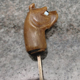 Dog Stick Pin Vintage Stag's Horn Glass Eyes