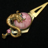 Dragon Serpent Pendant Necklace Vintage Glass Rhinestone