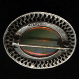 Dragon's Breath & Sterling Silver Pin Vintage Fire Opal