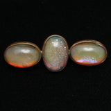 Dragon's Breath Pin Three Cabs Set in Sterling Silver Vintage Fire Opal