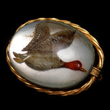 Duck Pin Reverse Crystal Intaglio Mother-of-Pearl Vintage Brooch