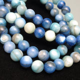 Blue Dyed Agate Double Strand Necklace Sterling Silver Clasp