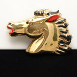Horse Pin Brooch Gold Painted Ceramic