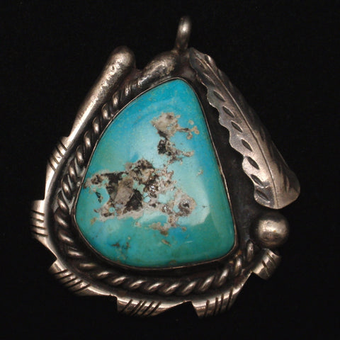 Sterling Silver & Turquoise Pendant Vintage Florence Johnson Navajo La ...