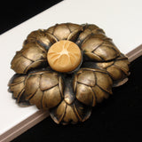 Flower Brooch Pin Carved Bakelite Button Center Vintage