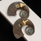 Swirl Earrings Oversized Hammered Metal Marie-Victoire Kamer Paris Vintage