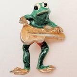 2 Frog Musician Pendants Accordion and Guitar Vintage Enamel
