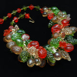 Fruit Salad Necklace Vintage West Germany Reds Greens Golden Yellows