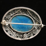 Art Glass and Sterling Silver Vintage Pin from Germany