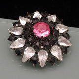 Rhinestone Brooch Pin Pink White Black Striking Colors Vintage