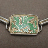 Dragons Griffins Art Deco Bracelet Sterling Silver Enamel Vintage
