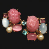 Gumdrops Glass Moonstone & Art Glass Set Necklace & Earrings Vintage