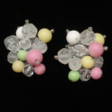 Crystal & Bead Set Flex Bracelet & Earrings Vintage Gum Ball Pastels