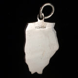 Map Charm Vintage Hand-Painted Sterling Silver ILLINOIS