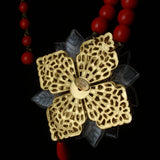 Stanley Hagler N.Y.C Necklace Vintage Red Showy Flower