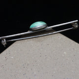Hammered Sterling Silver Bar Pin with Green Stone Arts & Crafts