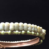 Hinged Bangle Bracelet Vintage 2 Shapes Green Beads