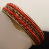 Miriam Haskell Vintage Beaded Red Bangle Bracelet