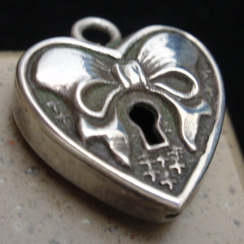 Heart and Keyhole Charm, Silver