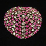 Heart Brooch Pin Vintage 2 Shades Pink Rhinestones
