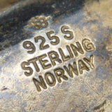 Green Leaf Pin Vintage Sterling Silver Enamel O.F. Hjortdahl Norway