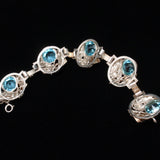 Hobe Bracelet Vintage Sterling Silver Aquamarine Glass Stones