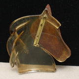 Horse Head Brooch Pin Wood and Lucite Vintage