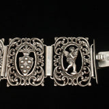 Italian Silver Bracelet Classical Motifs Fleur-de-Lis Cupid Michelangelo David