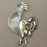 Jelly Belly Rooster Pin Vintage Unsigned Brooch Sterling Silver Lucite