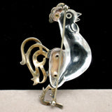 Jelly Belly Rooster Pin Vintage Unsigned Brooch Sterling Silver Lucite