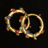 Jeweled Hoop Earrings Faux Pierced Spring Ring Fasteners Vintage