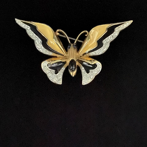Jomaz Butterfly Pin Brooch Enamel Rhinestones Vintage – World of  Eccentricity & Charm
