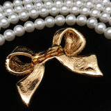 Bow Enhancer & Earrings w Imitation Pearl Necklace Vintage Set KJL Lane for Avon