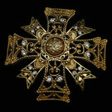 KJL Flip-Center Maltese Cross Brooch Pin Vintage 2-in-1 Kenneth Jay Lane Pendant